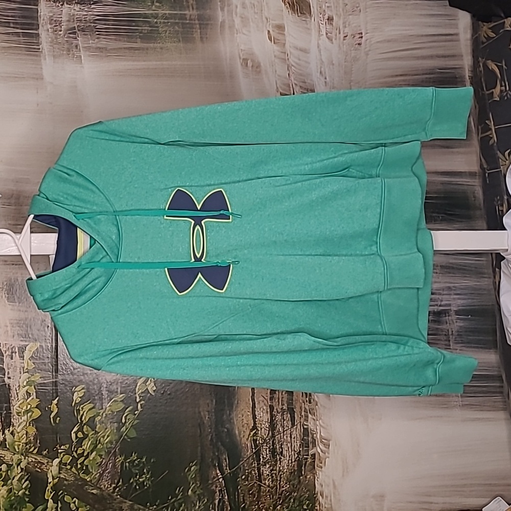 Under Armour Womens XL semi fitted Cold Gear green sweatshirt hoodie